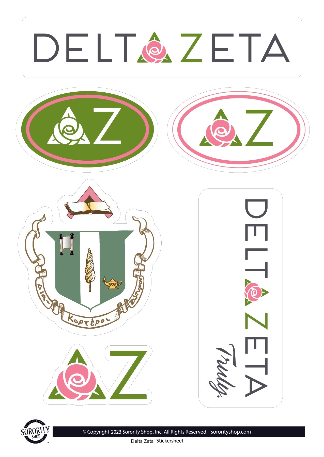 Delta Zeta Sorority Sticker Sheet- Brand Focus