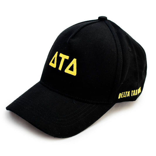 Delta Tau Delta Baseball Cap- Brushed Cotton 5-Panel Black Hat