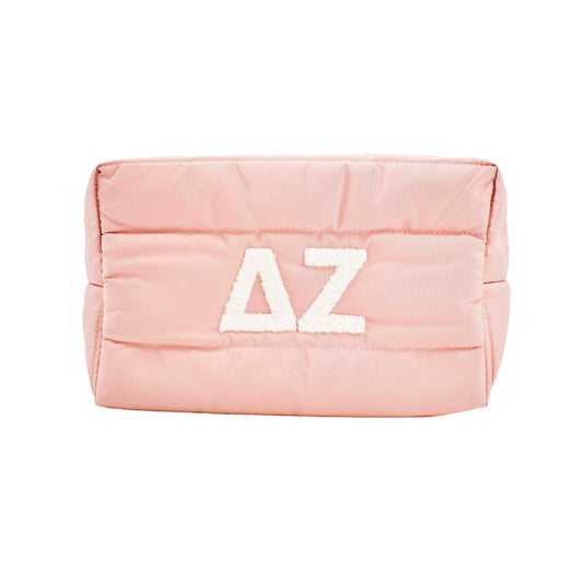 Delta Zeta Makeup Bag - Puffer Style with Sorority Letters