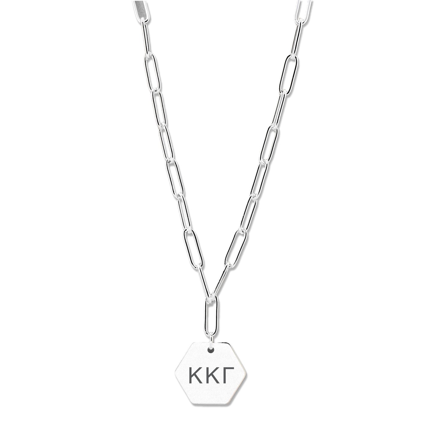 Kappa Kappa Gamma Necklace- Silver Paperclip Style with KKG Pendant