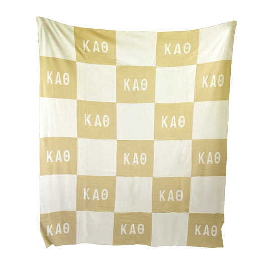 Kappa Alpha Theta Blanket - Acrylic Knit Checkered Blanket