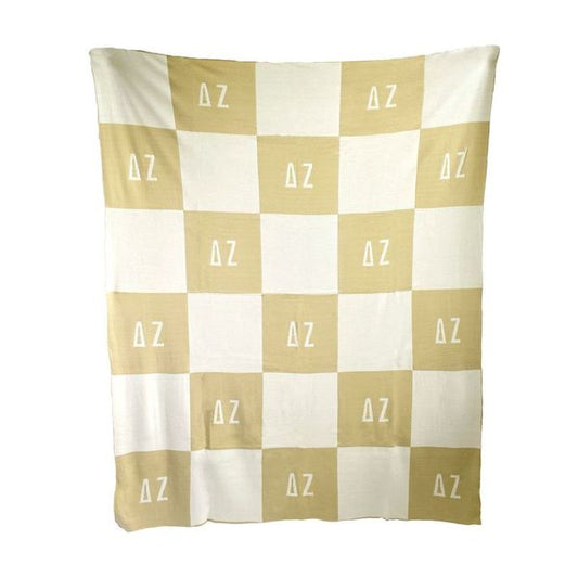 Delta Zeta Blanket - Acrylic Knit Checkered Blanket