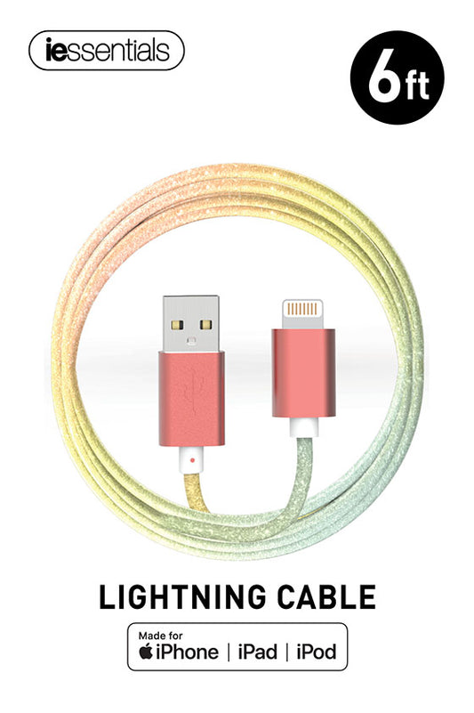 iessentials 6 Ft. MFI Lightning Multi Color Fashion Cable
