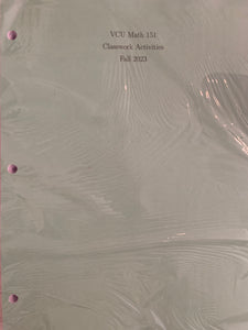 VCU MATH 151 Fall Workbook 2023 - Virginia Book Company
