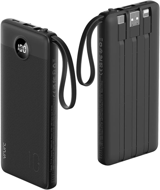 Portable Charger with Built in Cables