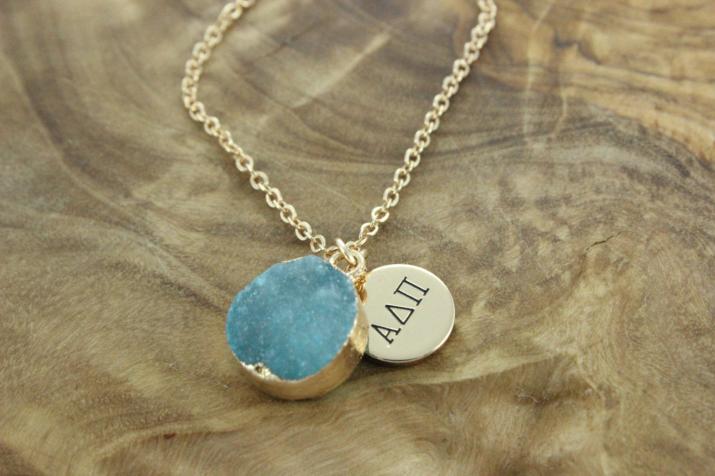 Alpha Delta Pi Sisterhood Druzy Necklace