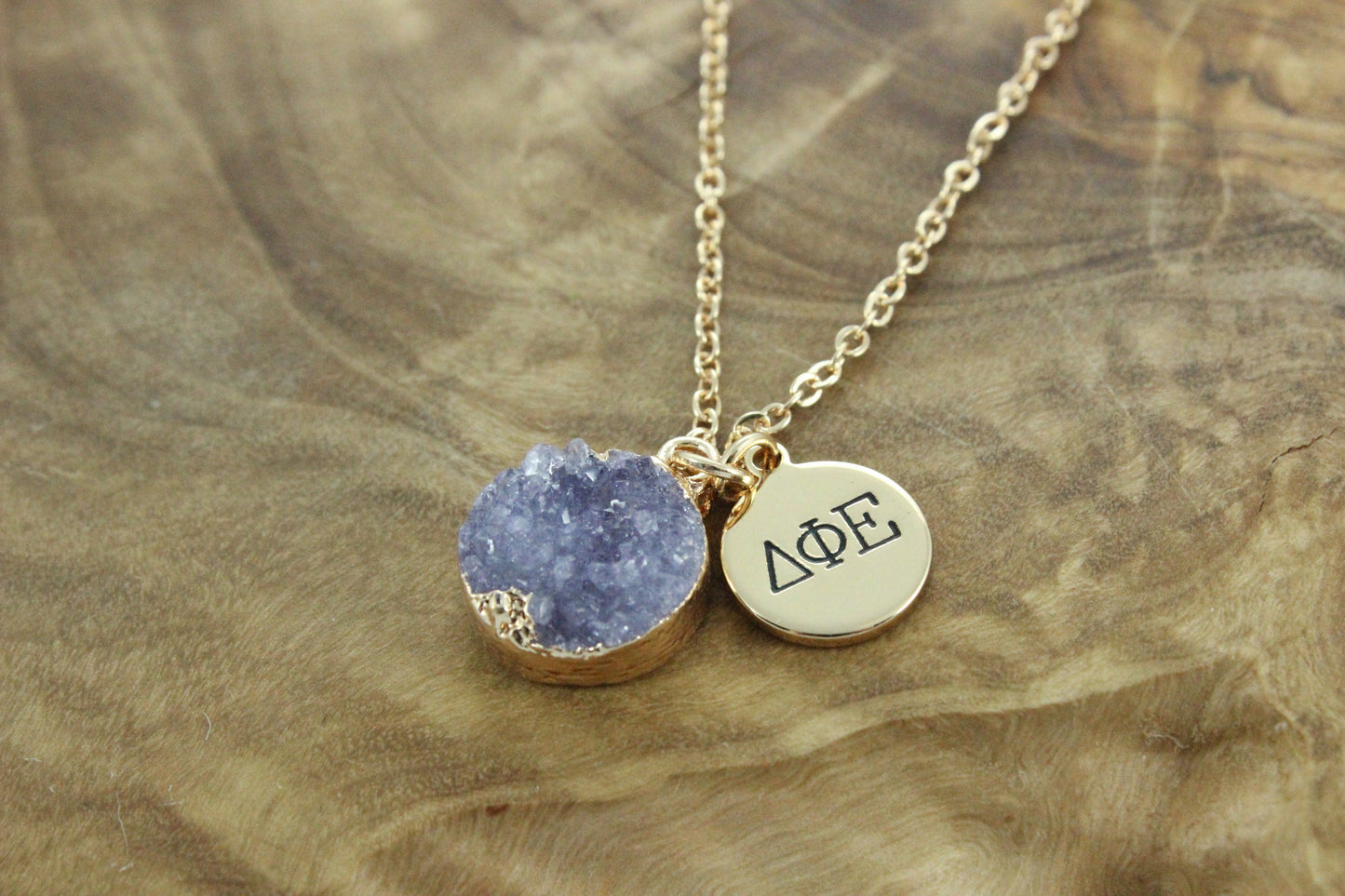 Delta Phi Epsilon Sisterhood Druzy Necklace