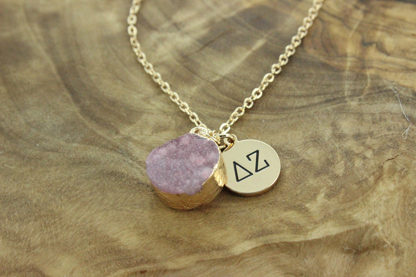 Delta Zeta Sisterhood Druzy Necklace