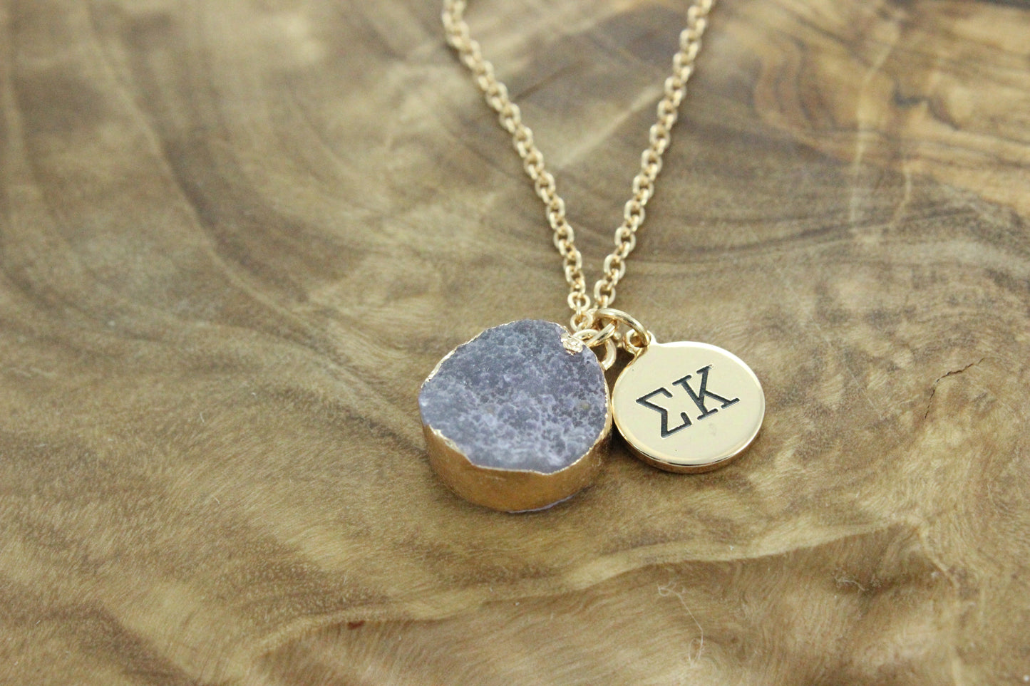 Sigma Kappa Sisterhood Druzy Necklace