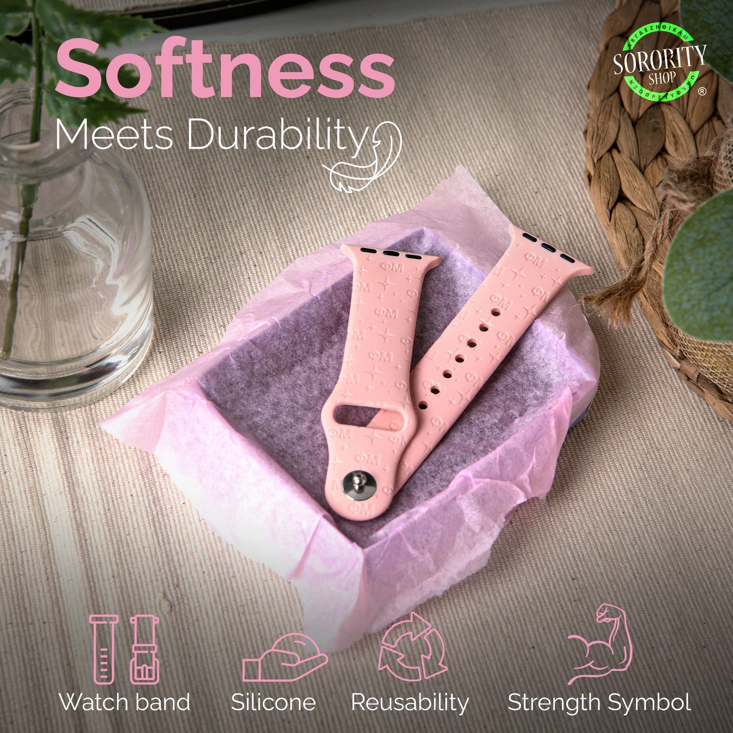 Delta Zeta Smart Watch Band, Compatible with Apple Watch