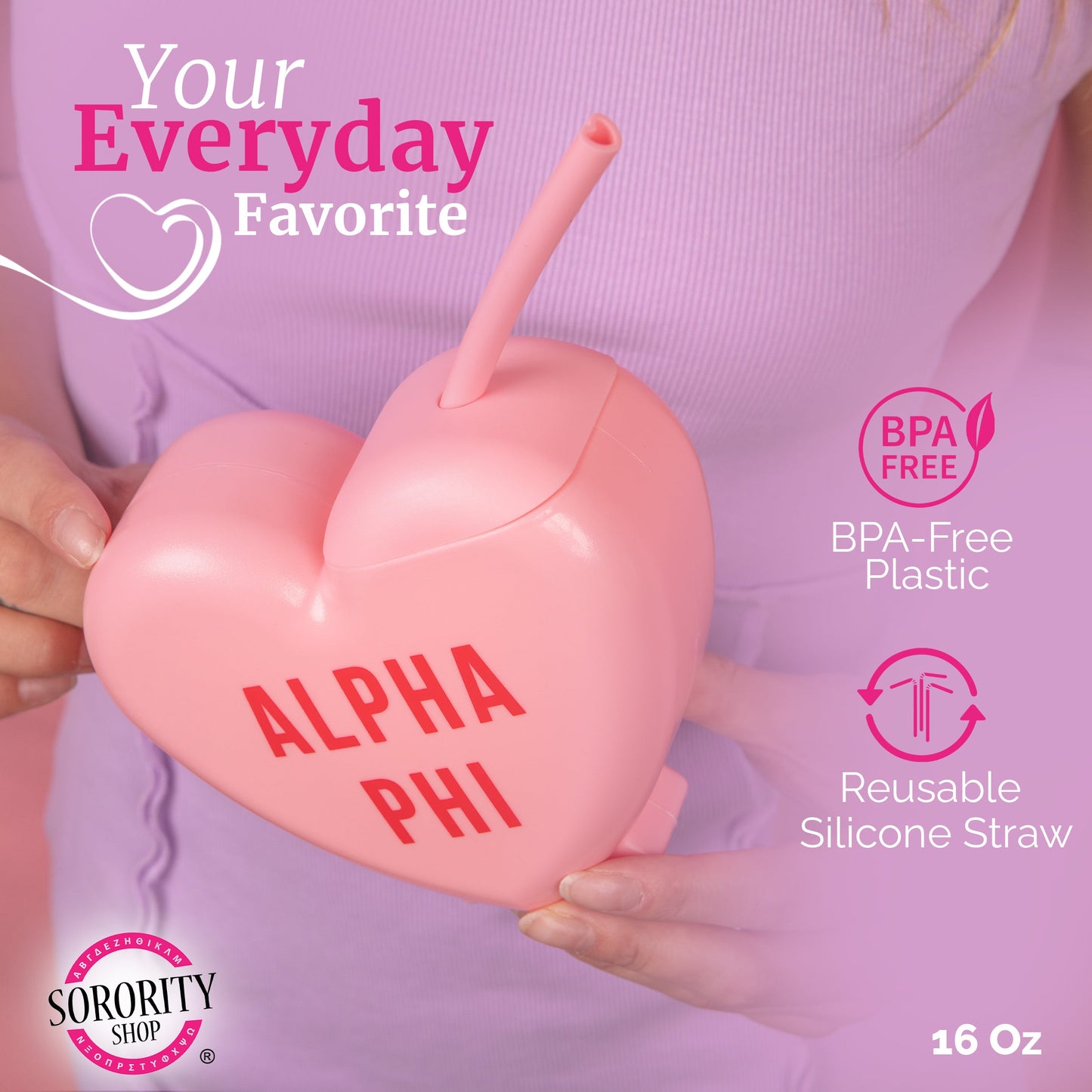 Alpha Phi Tumbler- Candy Heart Shaped