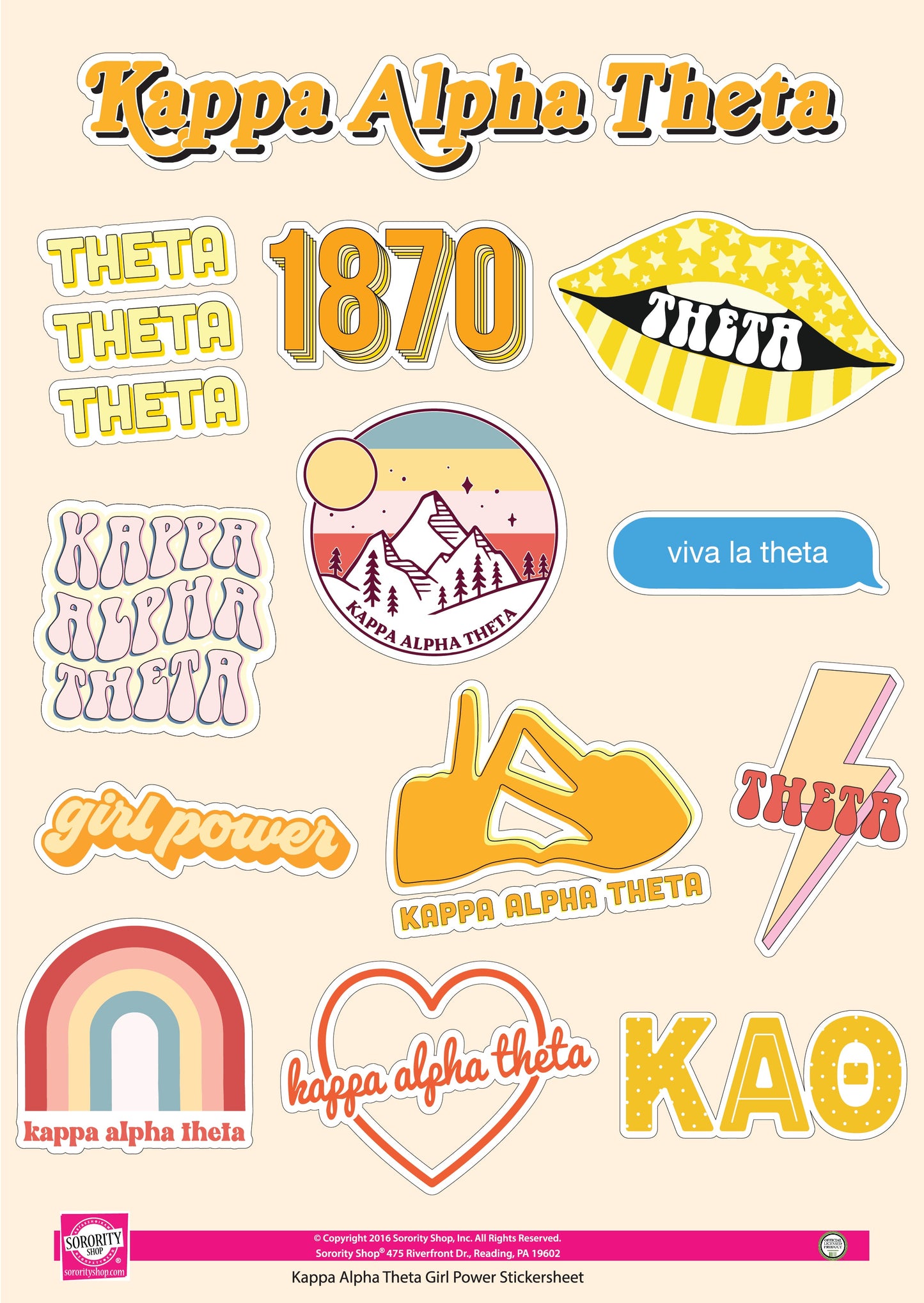 Kappa Alpha Theta Girl Power Sticker Sheet