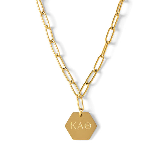 Kappa Alpha Theta Paperclip Necklace with KAT Sorority Pendant