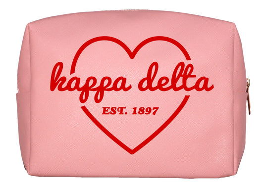 Kappa Delta Pink w/Red Heart Makeup Bag