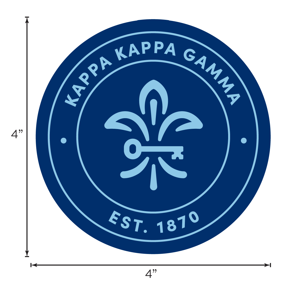 Kappa Kappa Gamma Sorority Car Decal Sticker- Full Color Circle Logo