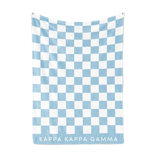 Kappa Kappa Gamma Blanket - Thick Checkered Sherpa Blanket