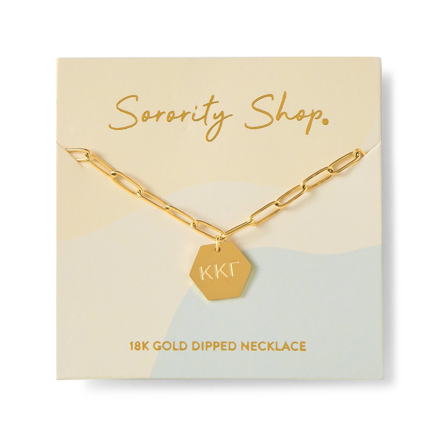 Kappa Kappa Gamma Paperclip Necklace with KKG Sorority Pendant