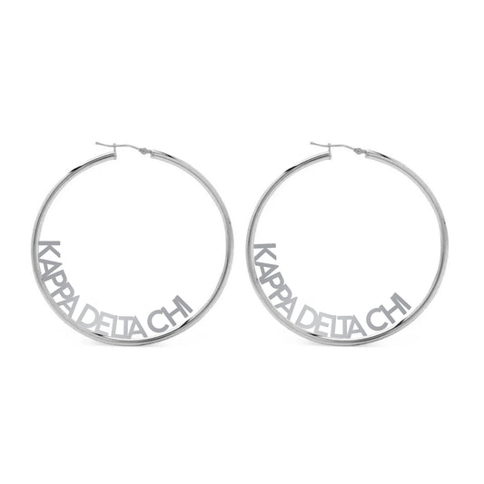 Kappa Delta Chi Silver Hoop Earrings- Name Design