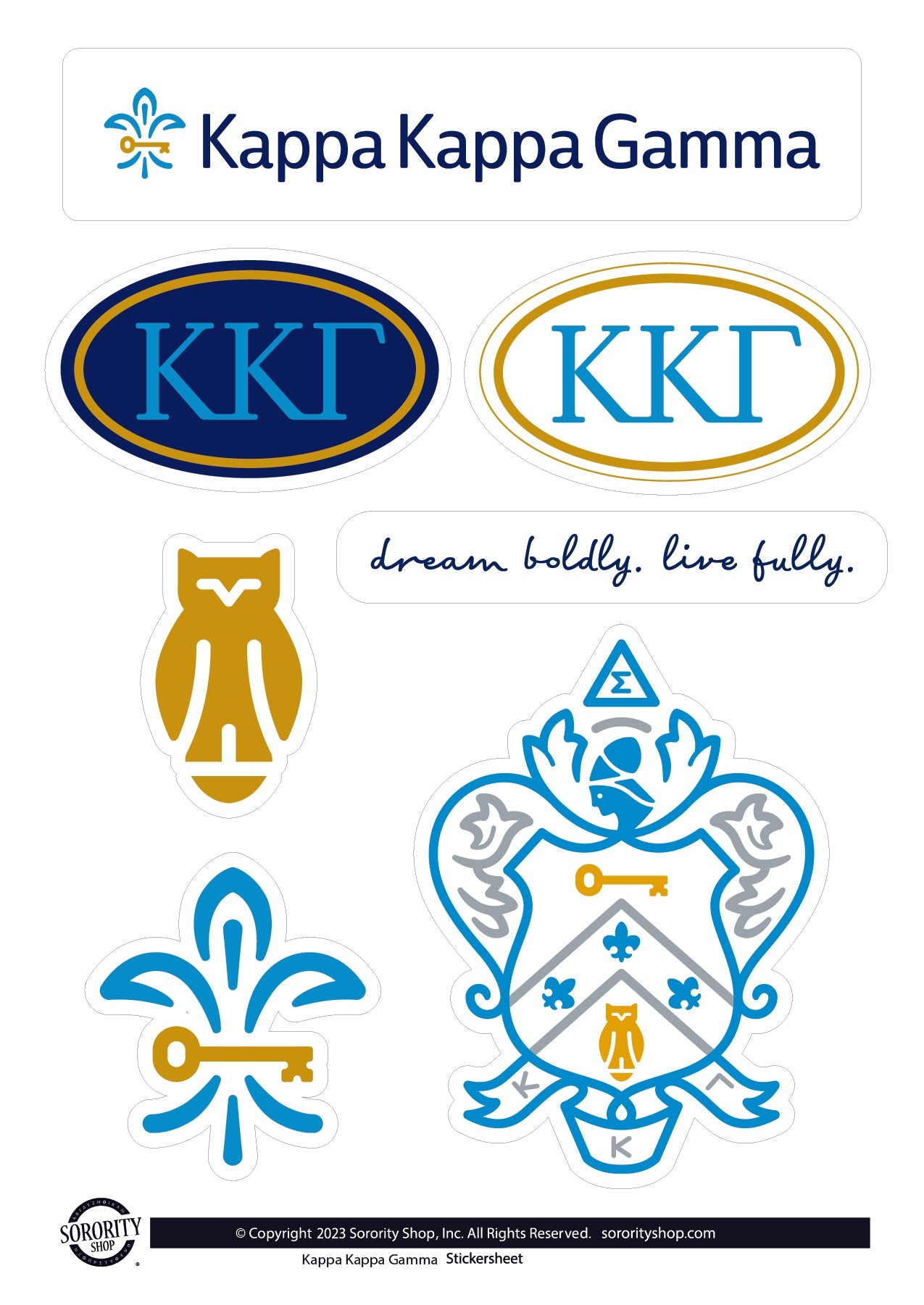 Kappa Kappa Gamma Sorority Sticker Sheet- Brand Focus