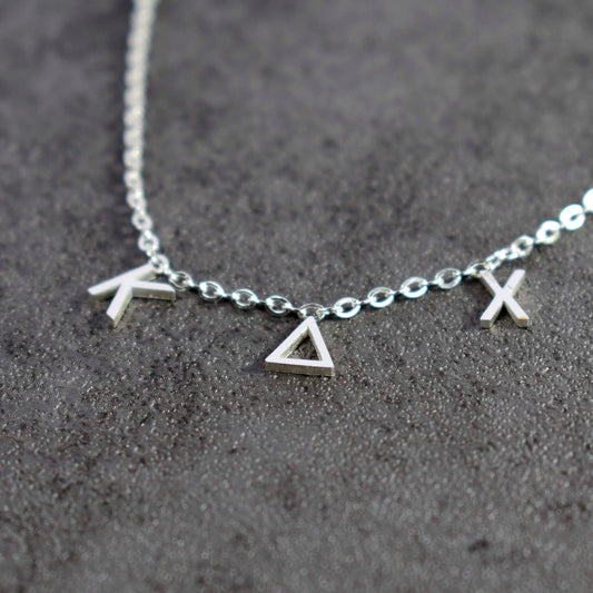 Kappa Delta Chi Silver Greek Letters Necklace