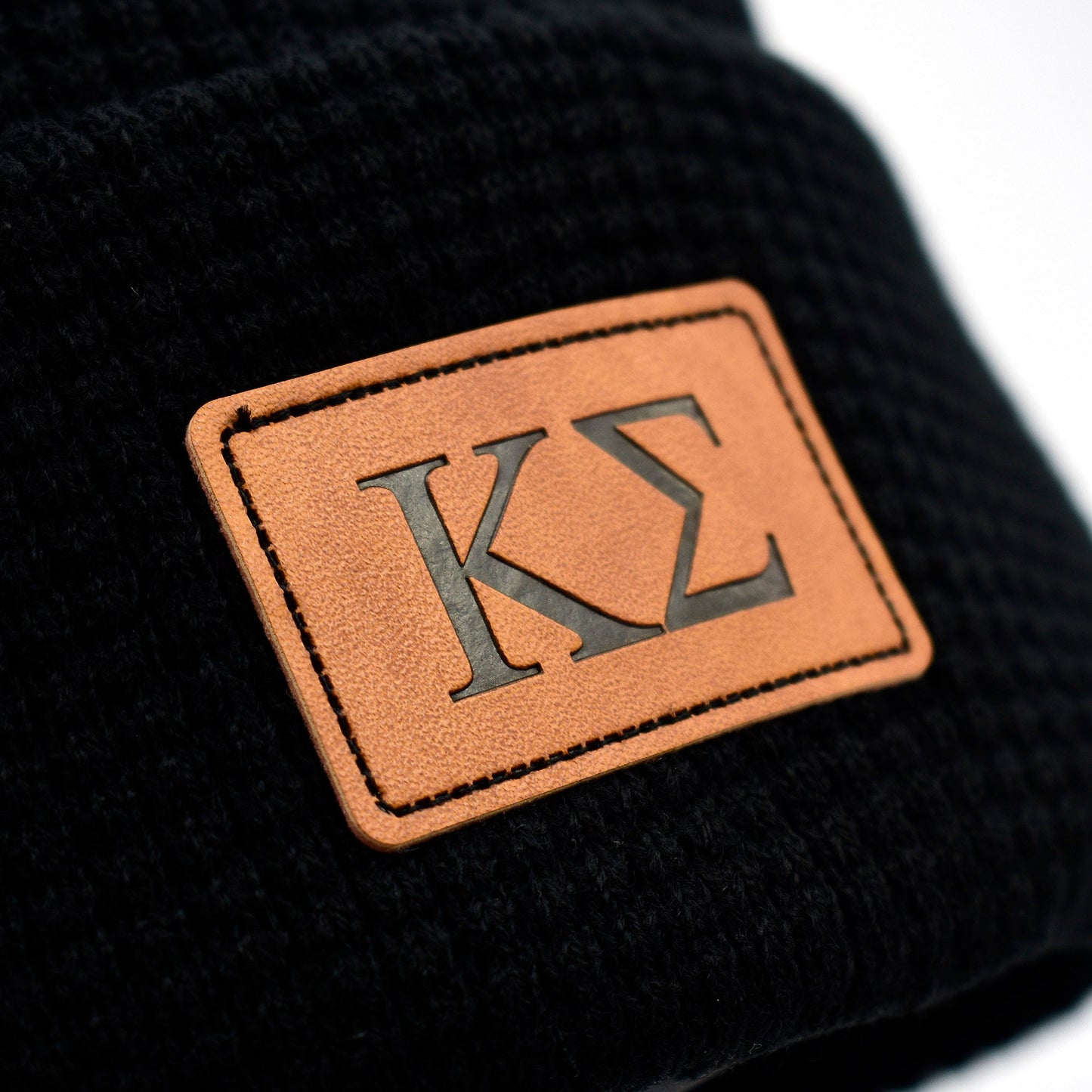 Kappa Sigma Fraternity Beanie Hat - Black Winter Hat w/ Greek Letters Patch
