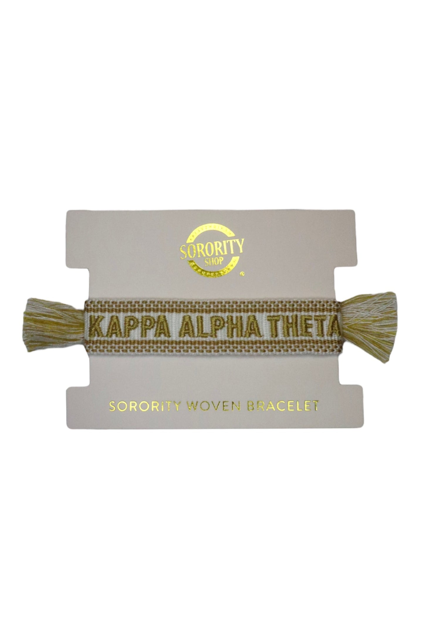 Delta Phi Epsilon Woven Bracelet, White and Gold Design