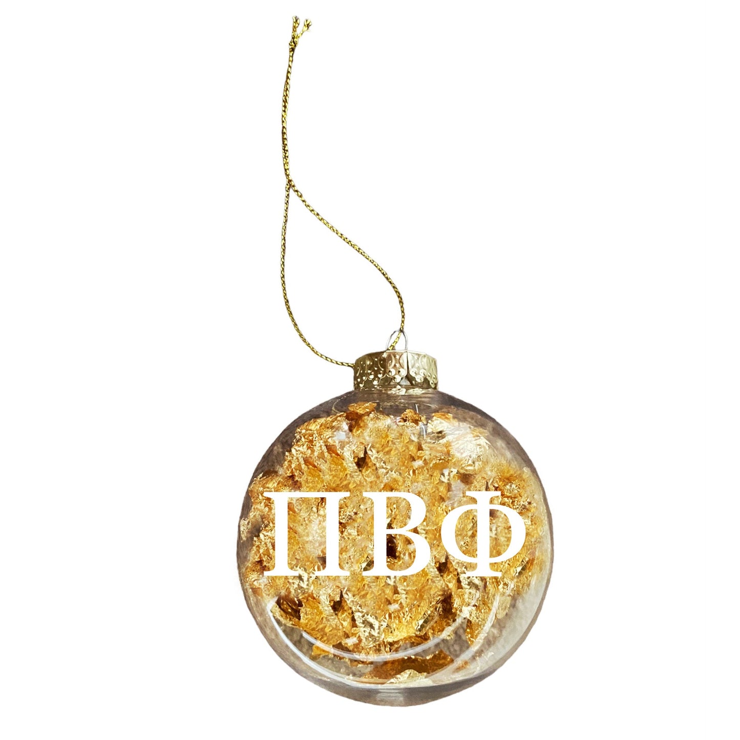 Pi Beta Phi Ornament - Clear Plastic Ball Ornament with Gold Foil