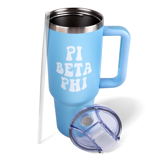 Pi Beta Phi Tumbler - 40oz Stainless Steel with Handle