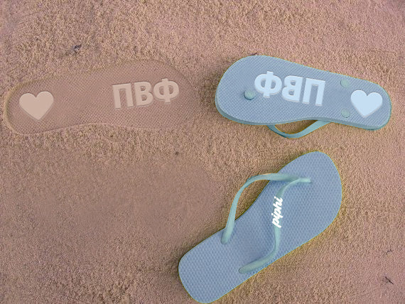 Pi Beta Phi Flip Flops, With Greek Letter Cutouts