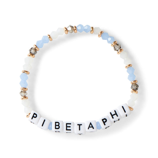 Pi Beta Phi Bracelet With Glass Beads and 18K Gold Accent Beads