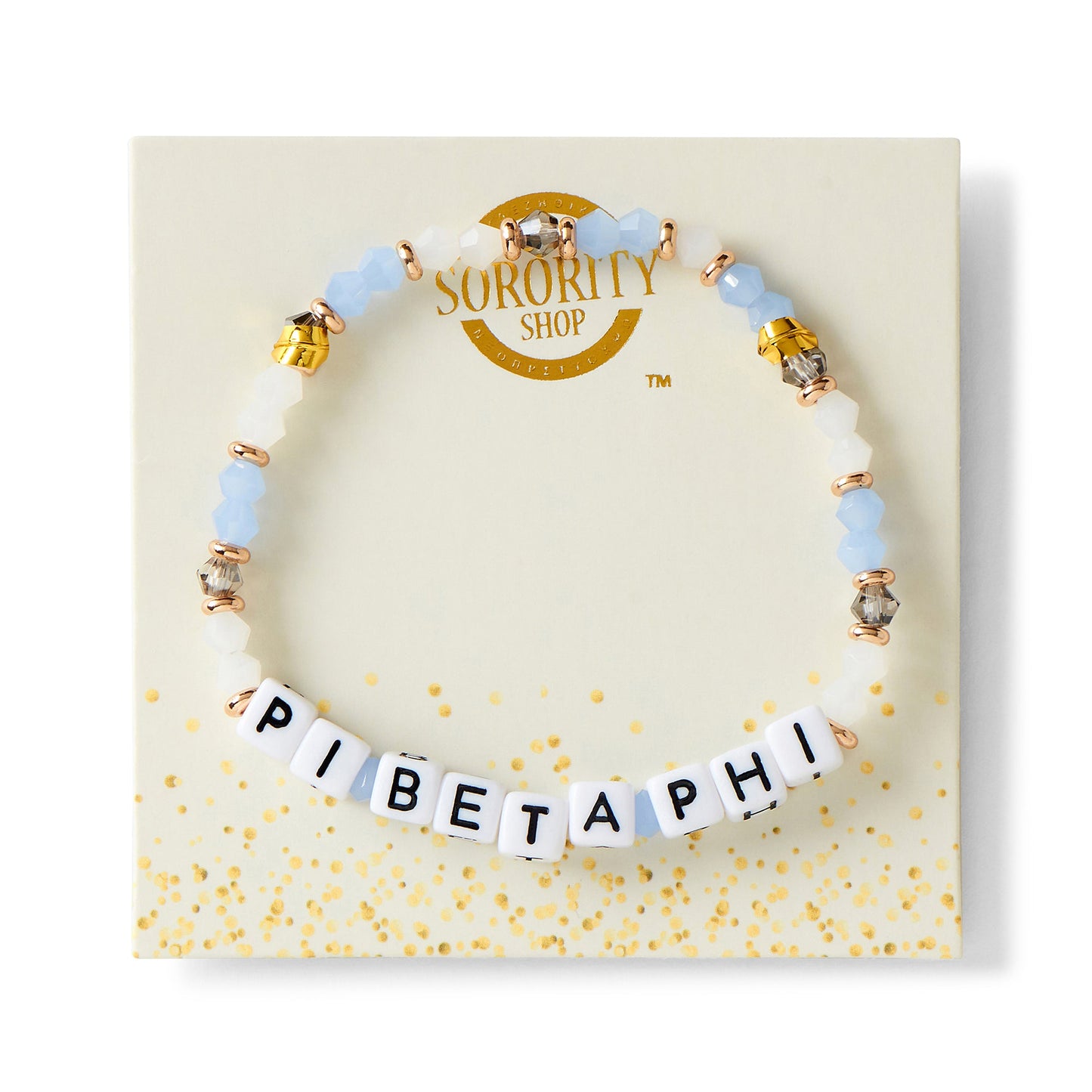 Pi Beta Phi Bracelet With Glass Beads and 18K Gold Accent Beads