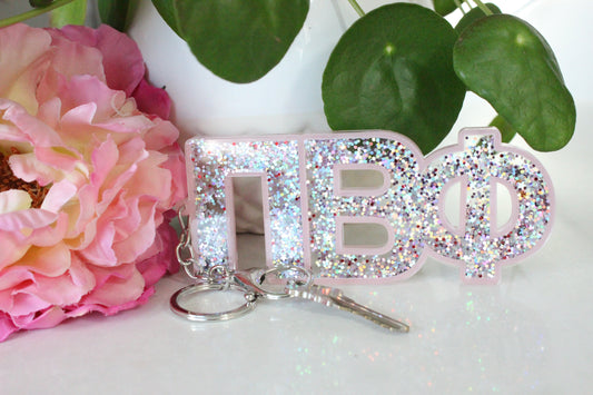 Pi Beta Phi Glitter Sorority Keychain