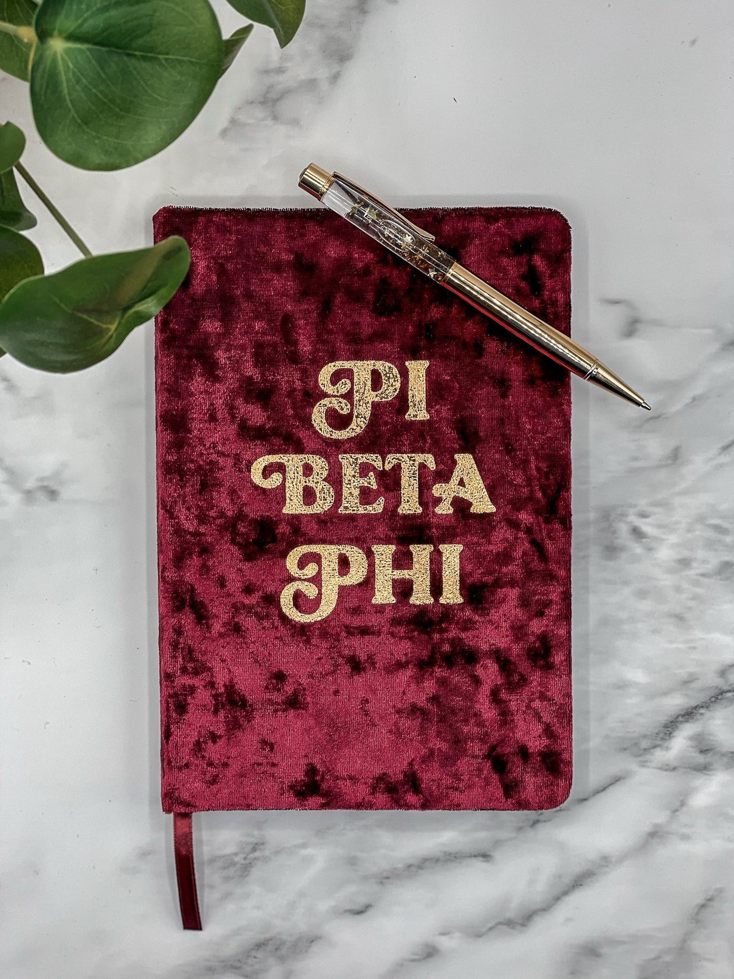 Pi Beta Phi Velvet Notebook with Gold Foil Imprint