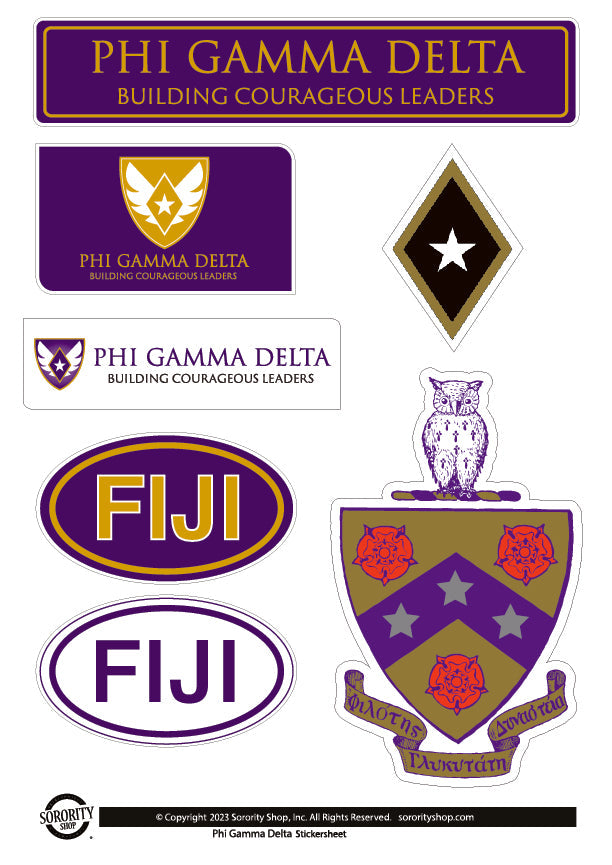 Phi Gamma Delta Fraternity Brand Focus Sticker Sheet