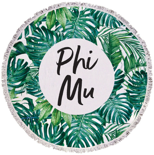 Phi Mu Palm Leaf Fringe Towel Blanket - Virginia Book Company