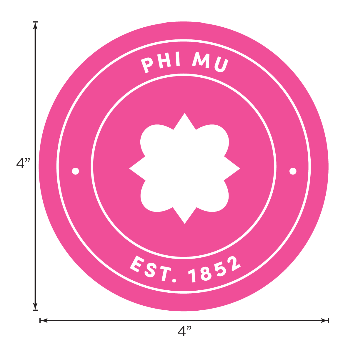 Phi Mu Sorority Car Decal Sticker- Full Color Circle Logo