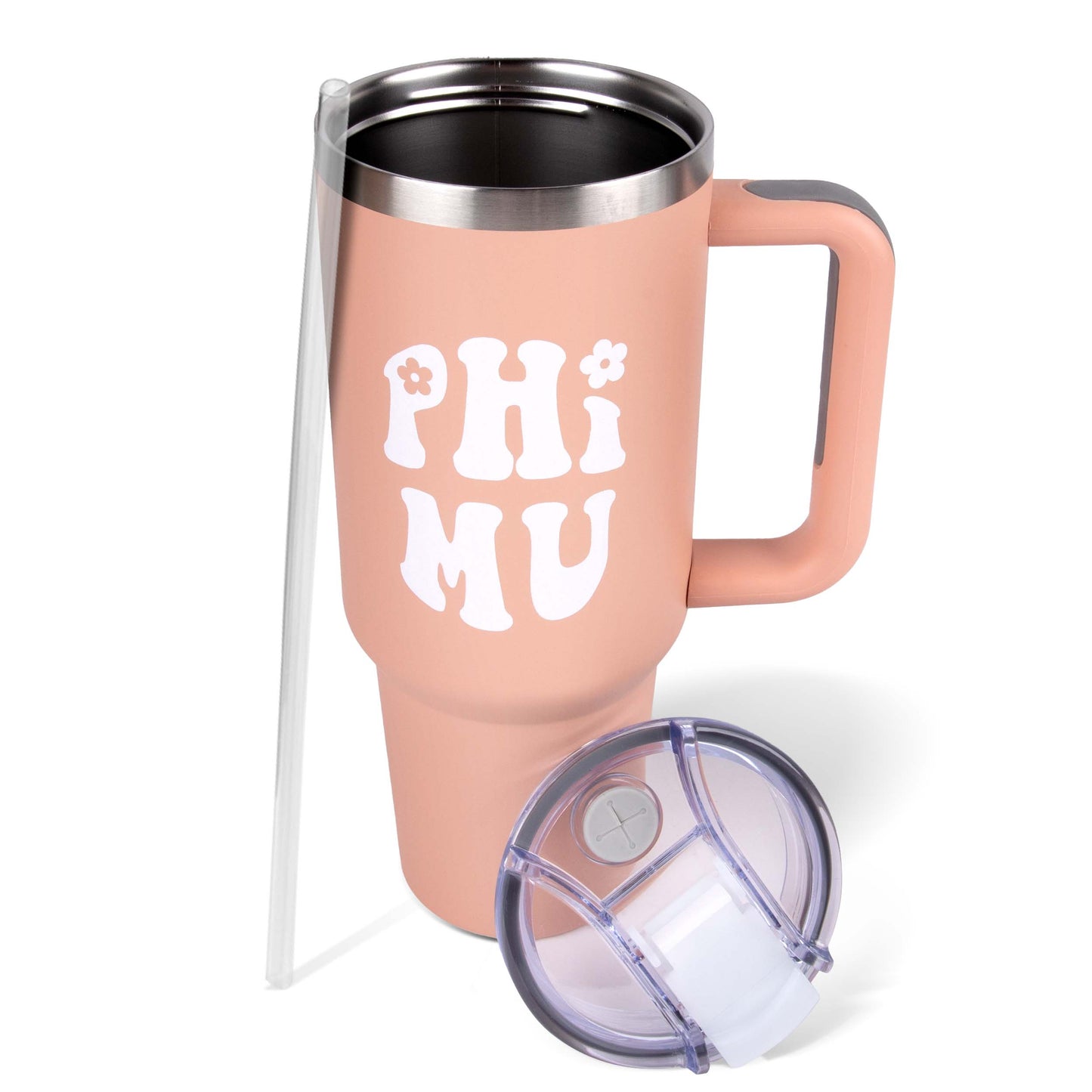 Phi Mu Tumbler - 40oz Stainless Steel with Handle