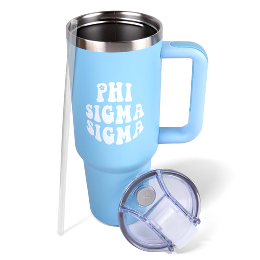 Phi Sigma Sigma Tumbler - 40oz Stainless Steel with Handle