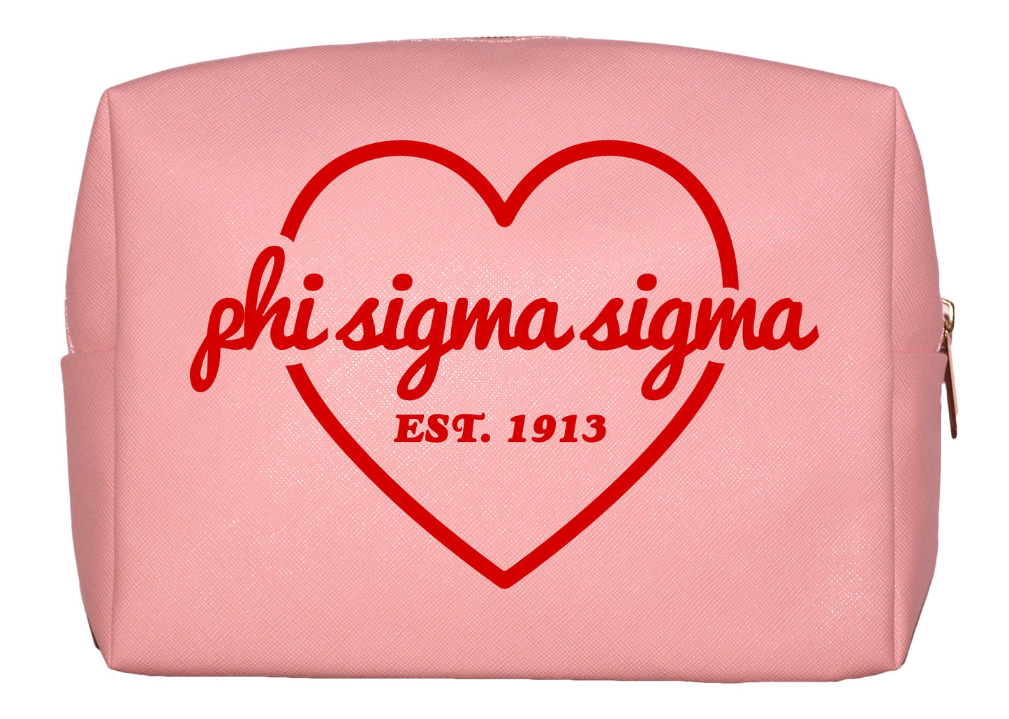 Phi Sigma Sigma Pink w/Red Heart Makeup Bag