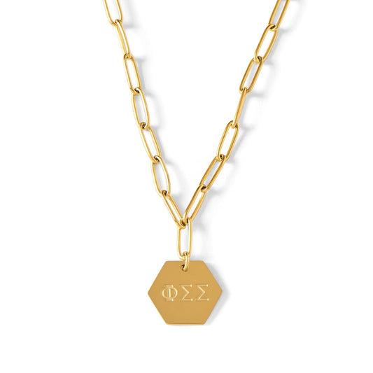 Phi Sigma Sigma Paperclip Necklace with PSS Sorority Pendant