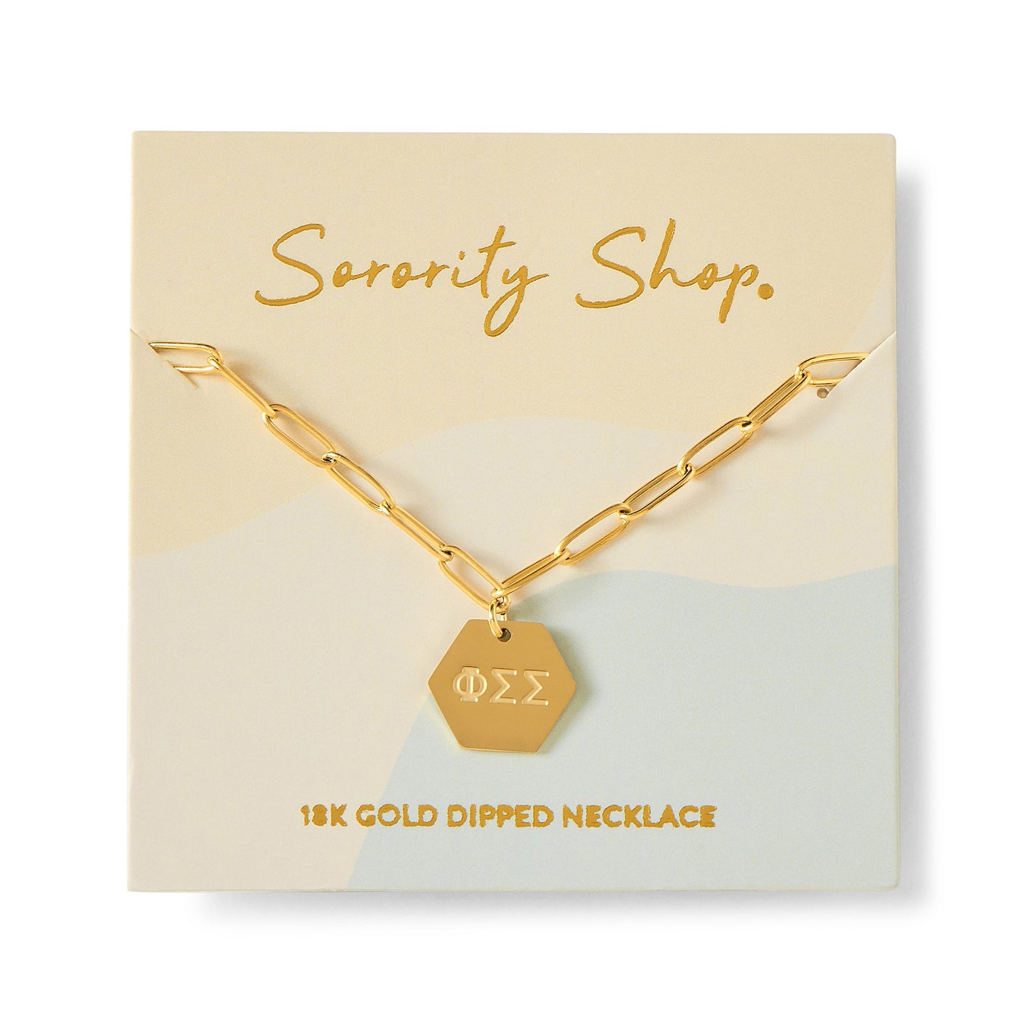 Phi Sigma Sigma Paperclip Necklace with PSS Sorority Pendant