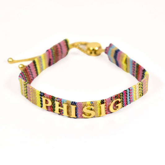 Phi Sigma Sigma Woven Bracelet, Multi-Color Design