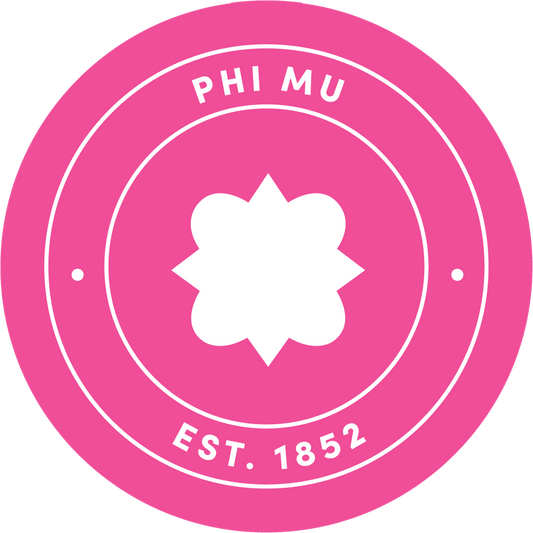 Phi Mu Sorority Car Decal Sticker- Full Color Circle Logo
