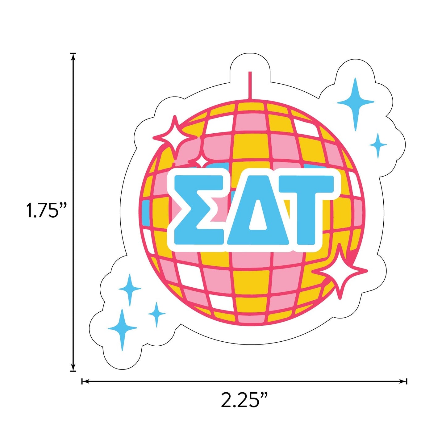 Sigma Delta Tau Sticker Sheet - Western Disco Design
