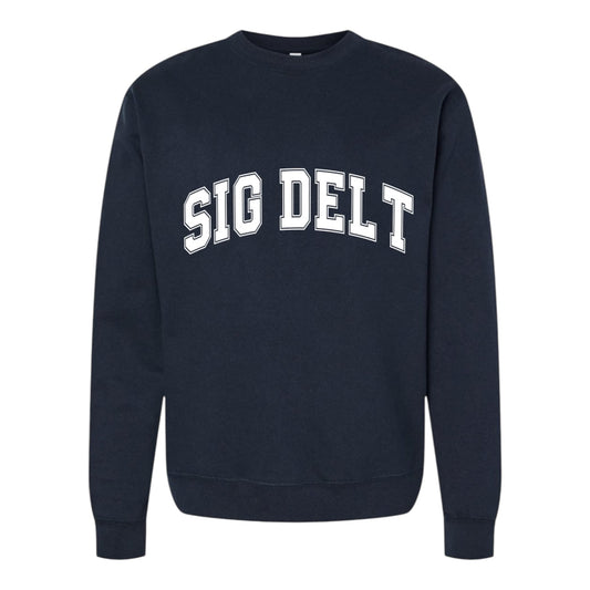 Sigma Delta Tau Sweatshirt- Crewneck Varsity Letters Design