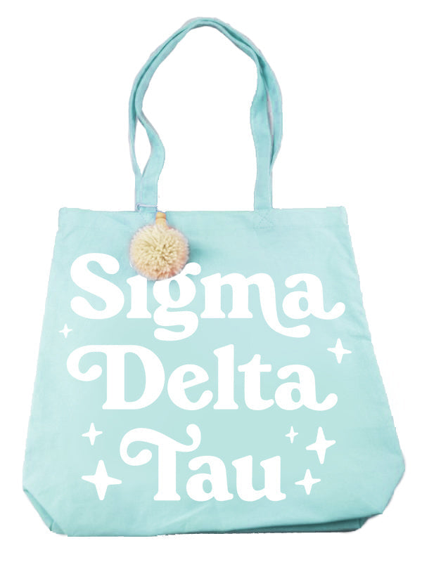 Sigma Delta Tau Retro Pom Pom Tote Bag