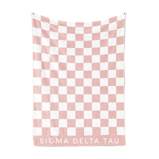 Sigma Delta Tau Blanket - Thick Checkered Sherpa Blanket