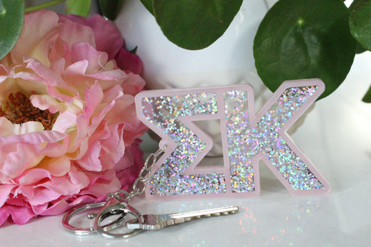 Sigma Kappa Glitter Sorority Keychain