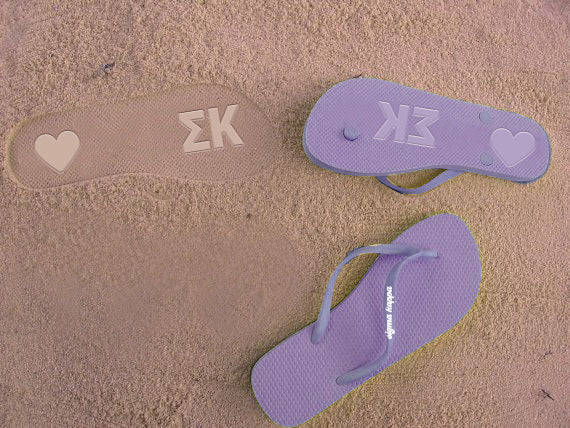 Sigma Kappa Flip Flops, With Greek Letter Cutouts