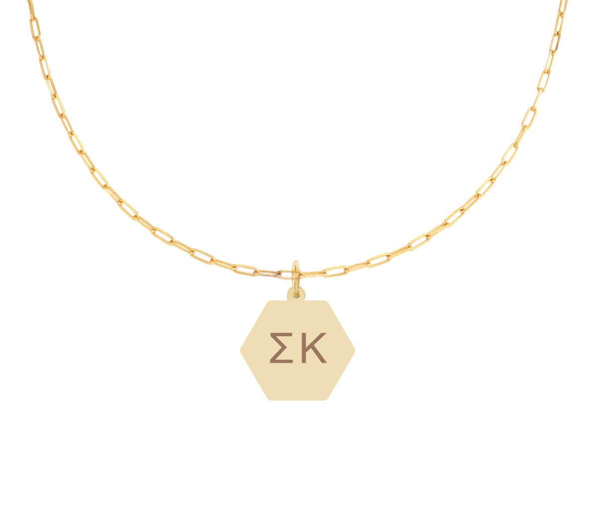 Sigma Kappa Paperclip Necklace with SK Sorority Pendant